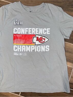 Nike Gray KC Chiefs Conference Champions T-Shirt with Red Logo